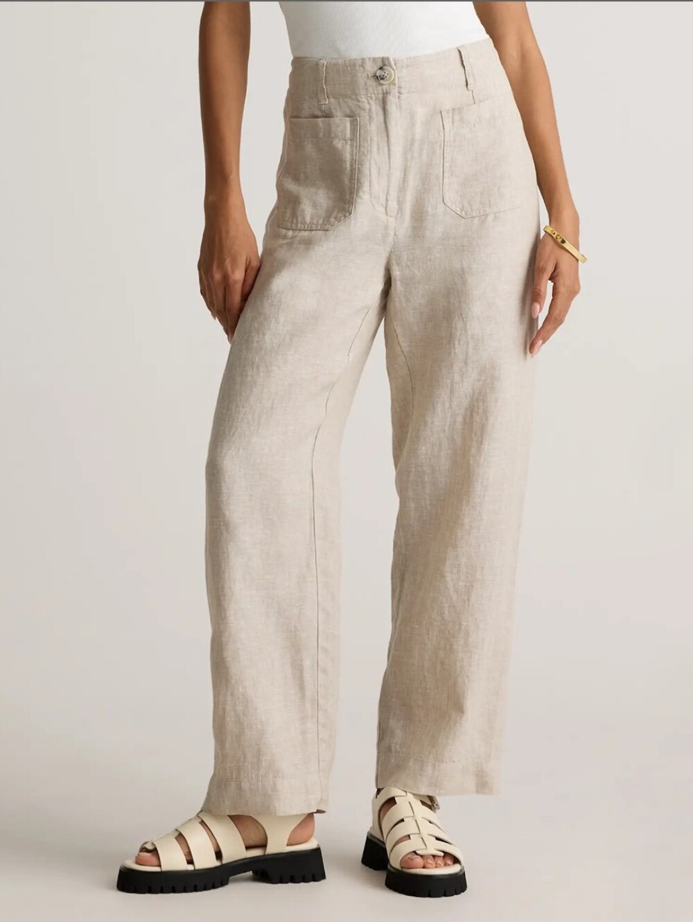 Quince 100% European Linen Patch Pocket Wide Leg Pants- 12